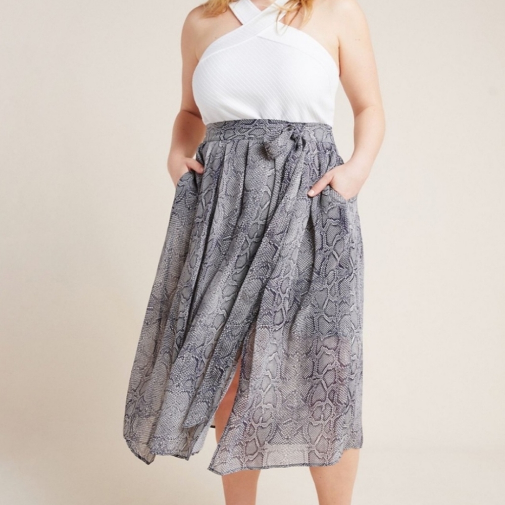 Anthropologie midi snake print skirt